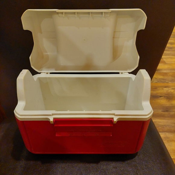 VTG Coleman Lunchbox Icebox Cooler Rare Red White GUC - Picture 9 of 13